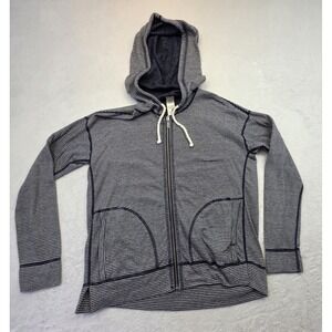 Splendid Reversible Hoodie Womens Small Striped Full Zip Lightweight Jacket Blue